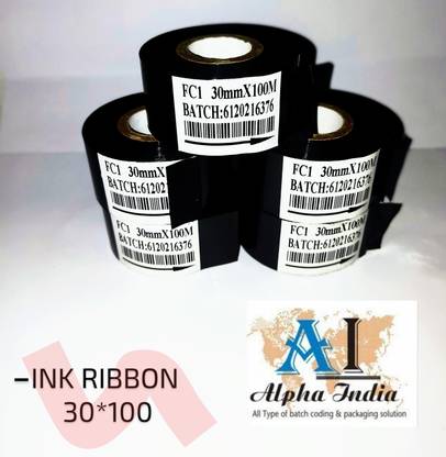 ALPHA HOT INK RIBBON(30*100), BLACK , PACK OF 10 PIECES DRY INK Paper Label