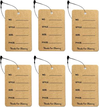 DEEPTAGS Price Tags Labels with Black Loop Pins, Brown, 300 PCS Paper Label