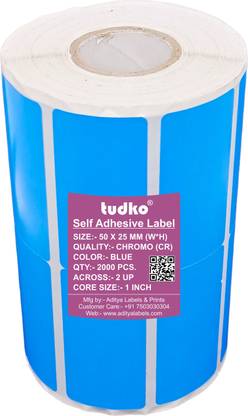 tudko 50 mm X 25 mm Chromo Barcode Self Adhesive Paper Label