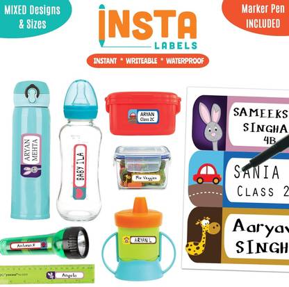 Insta Labels InstaLabels 66 Write-on Waterproof Labels for Kids School Supplies Self-adhesive Paper Label