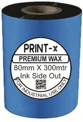 PRINT-x 80X300 MTRs Premium Wax Ribbon Thermal Transfer Barcode Ribbon Paper Label