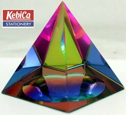 Kebica Triangle P-240 Glass Pyramid Shape Paper Weight Rainbow Glass Paper Weights  with Smooth SIZE-5CM