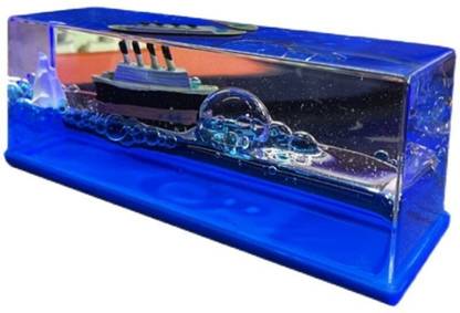 carempire Cruise Ship Fluid Drift in a Bottle Desk Toy Titanic Liquid Motion Paperweight Outer material is acrylic, Seawater is pure water and vegetable oil Paper Weights with Glossy