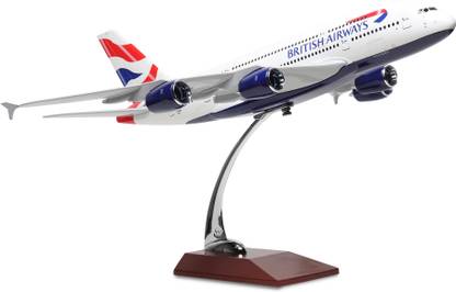 Sage Square 47cm 1:160 Scale Metal British Airways A380-800 Model Aircraft || Take-off State Metal Paper Weights  with Silver