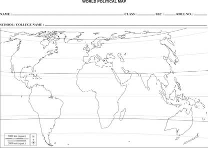 akanksha's World Political Map (50 Sheets) Blank A4 70 gsm A4 paper