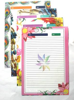 KRASHTIC Design Sheet A4 Size Set of 40 Multicolor For School & College Work & Assignment One Side Ruled A4 70 gsm A4 paper