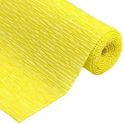 Sejas Collections | Set of 1 Roll, Yellow | Best Quality Crepe / Wrinkled Paper Rolls, for DIY Flower Making and Wrapping, 8ft Length/20in Width, 75 gsm Craft paper