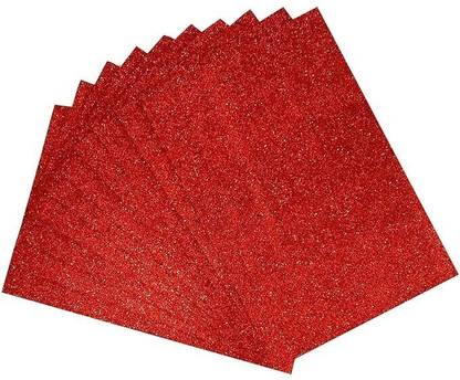 DSR (RED) 10 Glitter Foam Sheet Sparkles Red Color, for Art & Craft,Decoration,Gift glitter A4 100 gsm A4 paper