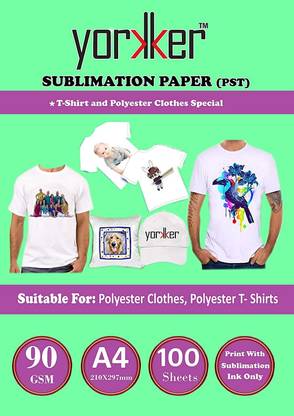 Yorkker PST Sublimation Paper for Polyster Clothes and T-shirts Unruled A4 100 sheets 90 gsm A4 paper