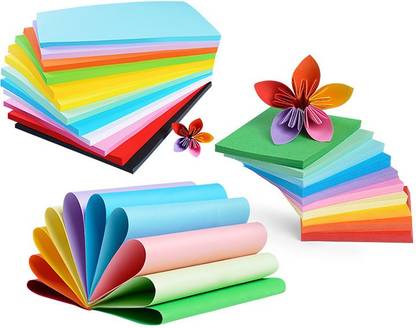 SHARMA BUSINESS A4 Origami Sheet For School Project and Assignment Set of 50 Size 28x21 cm Plain A4 70 gsm Craft paper