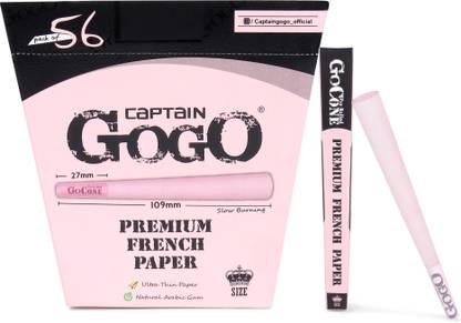 CAPTAIN GOGO Rolling paper Natural arabic gum slow burning organic pre rolled cone Pink-56 Pre rolled Cone-56 King Size 13 gsm Paper Roll