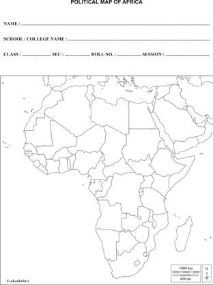 akanksha's Political Map of Africa (50 Sheets) Blank A4 70 gsm A4 paper