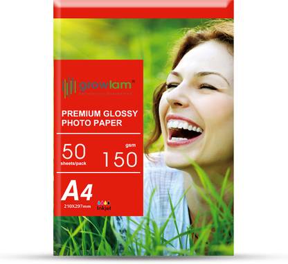 Growlam Premium Glossy 50 Sheets A4 Size Photo Paper – Water Proof, Instant Drying 150 gsm Photo Paper
