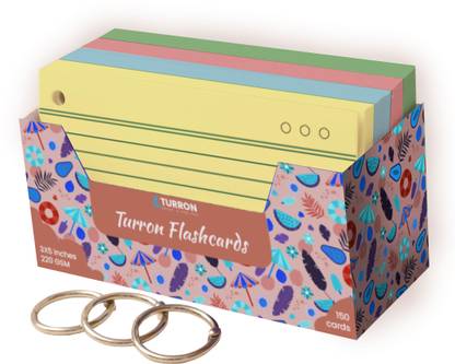 Turron Turron Coloured Index Flash cards Both sides ruled 3x5 inches 200 gsm Coloured Paper
