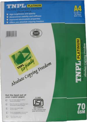 TNPL Plain Copier Paper Unruled 29.7X21.0 70 gsm A4 paper