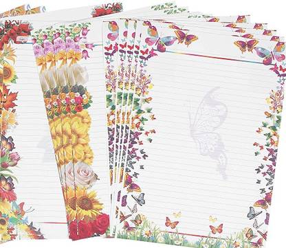 manrish One Side Ruled Lines A4 Printed Designer Sheets for Art& Craft,SchoolProjectWork Ruled A4 80 gsm A4 paper