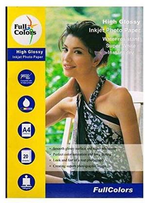 फुल कोलर्स High Glossy फोटो पेपर A4 (1 x 20 sheets) फोटो पेपर