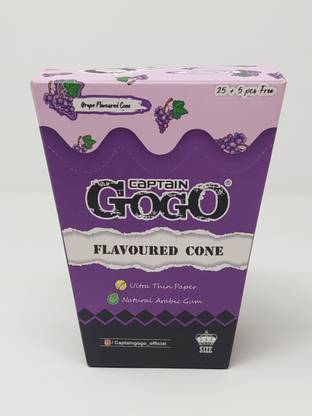 CAPTAIN GOGO Natural Grapes Flavour pre rolled 30 rolling paper Pre Rolled King Size 13 gsm Paper Roll