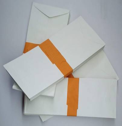 क्रष्टिक Envelop Paper White 9x4 Size Envelope For Home,& Office (Pack of 50) सादा 20x10 cm एनवलप पेपर
