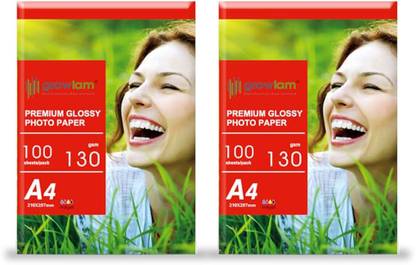Growlam Premium Glossy Photo Paper, 100 sheets 130 GSM Unruled A4 130 gsm Photo Paper