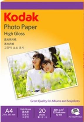 KODAK High Gloss A4 (210 x 297mm) Photo Paper Unruled A4 200 gsm Inkjet Paper