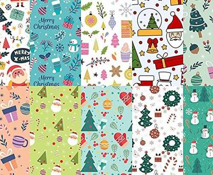 GIFTI SKY Christmas Printed Origami Paper Sheet|Combo of 50 Sheets|(5 Sheets each Design) |ONE SIDE PRINTED Best for Crafts,Scrapbooking,School, Art,DIY and Project| 6x6 inch 170 gsm Craft paper