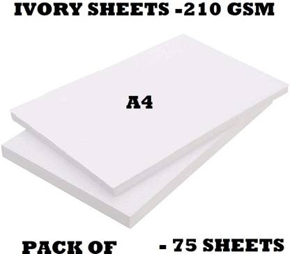 SKYGOLD 210GSM A4 SIZE WHITE UNRULED IVORY SHEETS PACK OF 75 PAPERS (WHITE) UNRULED A4 210 gsm A4 paper