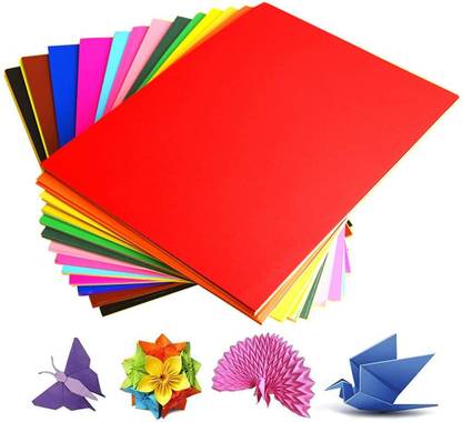 greencom 50 Sheet A4 Tinted Colour Paper, Origami Paper, Multipurpose paper ,Craft paper Arts and Craft Scrap Book Essential for Kids Activities A4 80 gsm Craft paper