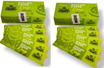 Smoking BOOM ROLLING PAPER - 2 pack of 50 pcs of 3+3 paper and filter WATERMARKED KING SIZE 13 gsm A4 paper