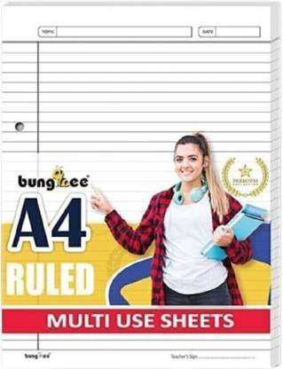 Bungbee A4 Ruled Sheets, Punched 50 Sheets - Acer Edition, One Side Ruled A4 90 gsm A4 paper