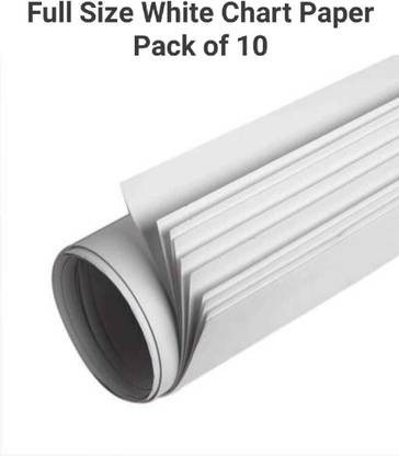 Sejas Collections | Pack of 10 | White BIG / FULL Size Chart Paper, Used in art and craft, collage, projects, props, decorations, posters etc. Plain / Unrulled, Size: 70x56 centimetres, Ideal for schools, home, College & Corporate craft projects, 200 gsm A4 paper