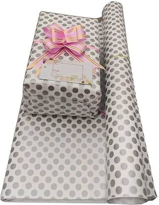 Sejas Collections Silver Polka Dot Gifts Wrap Sheets Packing Paper Sheet for Birthday Gift Pack Paper 19.5 x 29.5 120 gsm A3 Paper