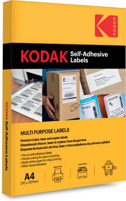 KODAK 4 Pre-Cut Labels Per Sheet to Print Order Labels & Invoices Self Adhesive Unruled A4 175 gsm A4 paper