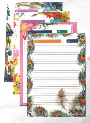 KRASHTIC Cool A4 Design Sheet One Side Ruled A4 paper (Set of 2, Multicolor) One Side Ruled A4 70 gsm A4 paper