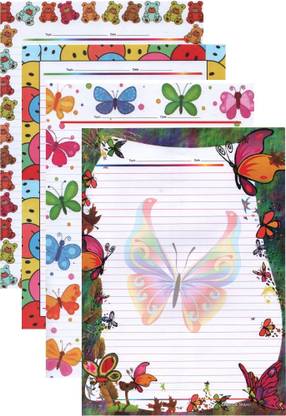 TITIRANGI One Side Ruled Designer Sheet for Kids A4 Project Sheet for Girls Multipurpose Used Practical Paper for Students Pack of 100 Sheets A4 80 gsm A4 paper
