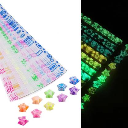 HASTHIP 210Pcs Glow Star Origami Paper - 10 Assortment Color Star Paper Strip Unruled Strip 1 gsm Coloured Paper