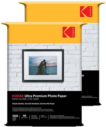KODAK High Glossy Photo Paper (2 x 100 Sheets) 4R (4 x 6) 270 gsm Inkjet Paper