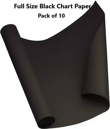 Sejas Collections | Pack of 10 | Black BIG / FULL Size Chart Paper, Used in art and craft, collage, projects, props, decorations, posters etc. Plain / Unrulled, Size: 70x56 centimetres, Ideal for schools, home, College & Corporate craft projects, 200 gsm A4 paper