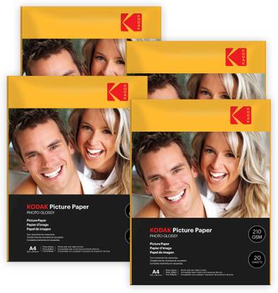 KODAK 210 GSM A4 80 Sheets High Glossy Cast Coated Water Resistant photo paper unruled A4 (210x297mm) 210 gsm Photo Paper