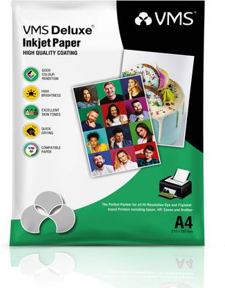 VMS Deluxe Glossy Photo Paper (20 Sheets) Unruled A4 180 gsm Inkjet Paper