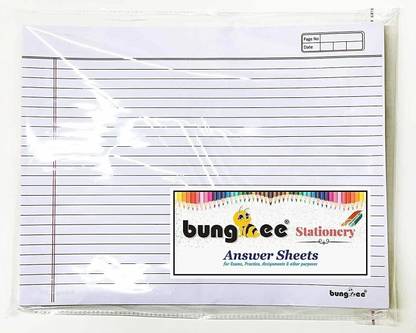 Bungbee Answer Sheet for Exam Practice with Margin,No Hole-Pack of 50 Sheets / 200 Pages Ruled A3 80 gsm A3 Paper