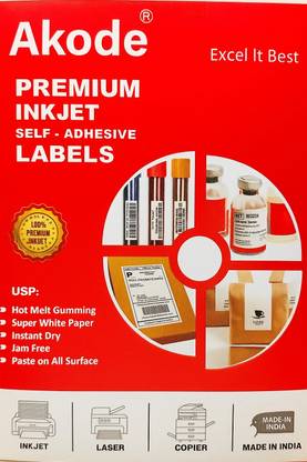 Akode A4 Premium Sticker Label Paper - Matt finish pack of 50 sheets Unruled A4 100 gsm A4 paper