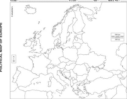 akanksha's Political Map of Europe (50 Sheets) Blank A4 70 gsm A4 paper