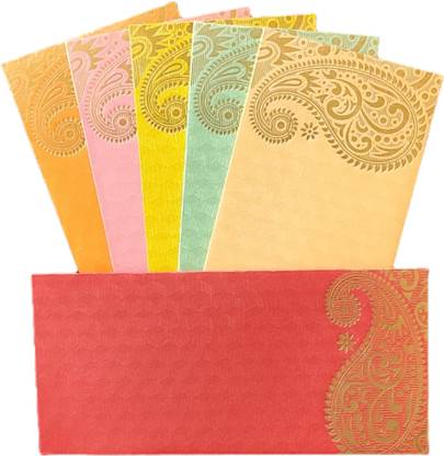 JHINTEMETIC Shagun Envelopes for gifting cash elegant and colorful Ambi 5 Pieces of 5 Colour Envelopes