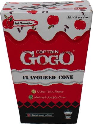 CAPTAIN GOGO Pre rolled Apple flavour Gogo 30 cones Rolling paper(Exclusive and Premium) Pre rolled King Size 13 gsm Paper Roll