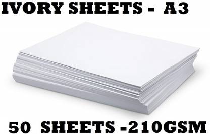SKYGOLD 210 GSM A3 SIZE UNRULED WHITE IVORY SHEETS PACK OF 50 (A3 SIZE) UNRULED A3 210 gsm A3 Paper