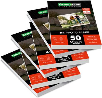 greencom Premium Plus Glossy Photo Paper A4 300 Sheets Unruled for Canon Hp Epson Inkjet Printer A4 180 gsm Photo Paper