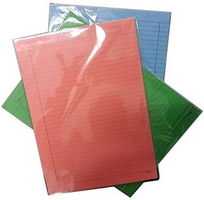 First Click A4 One Side Ruled color Sheets for Project 2 Pack of 40 Sheets in 5 Colours ONE SIDE RULED A4 80 gsm A4 paper