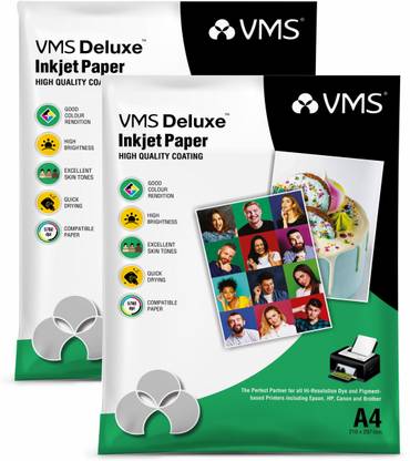 VMS Deluxe Colour Inkjet Photo Paper 2x50 sheets High Glossy A4 150 gsm Inkjet Paper