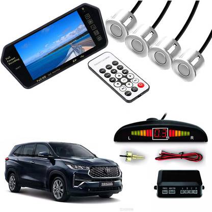 AUTO PEARL 4 White Parking Sensor With Accessories Kit 7 Inch Led Monitor compatible with Innova Hycross 2023 Parking Sensor